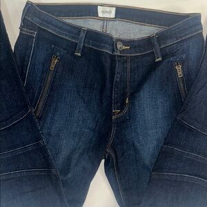 Hudson Moto Jeans Dark Indigo Skinny Jeans with Zip Pockets